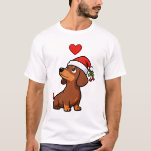 Cute Christmas Dachshund Santa Hat Holiday Dog T-Shirt