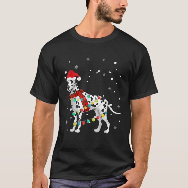 Cute Christmas DALMATIAN Dog Lights  T-Shirt (Front)