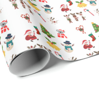 cute christmas decoration illustration wrapping paper