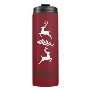 Cute Christmas Deer and Custom Name  Thermal Tumbler