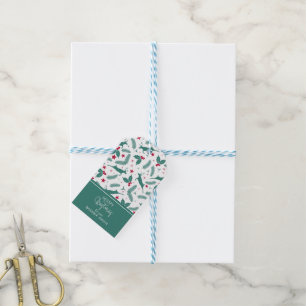 Cute Christmas Deer & Christmas Holly pattern Gift Tags