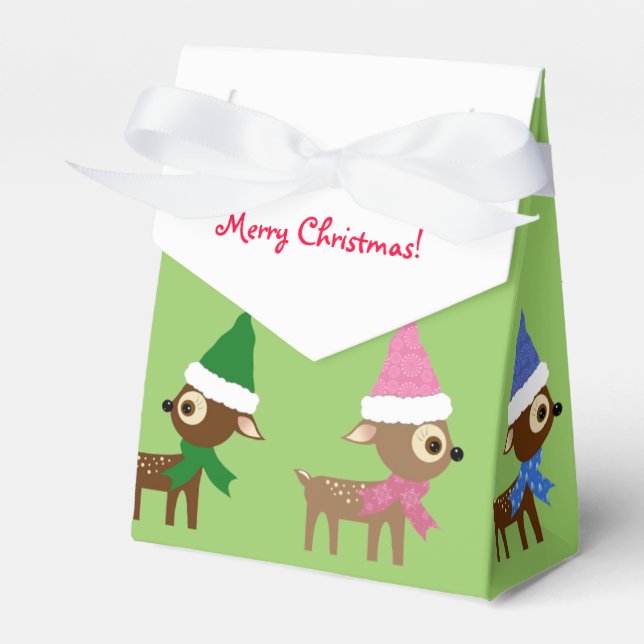 Cute Christmas Deer Favour Box (Front Side)