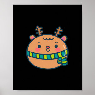 Cute Christmas Deer Festive Classic Design  Poster
