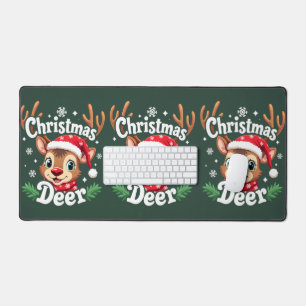 Cute Christmas Deer Illustration Desk Mat