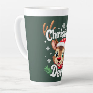 Cute Christmas Deer Illustration Latte Mug