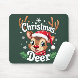 Cute Christmas Deer Illustration Mouse Mat