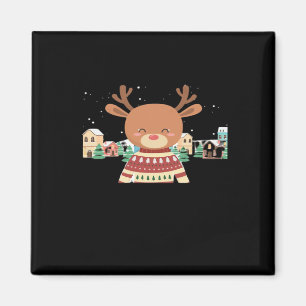 Cute Christmas Deer Minimal Design Magnet