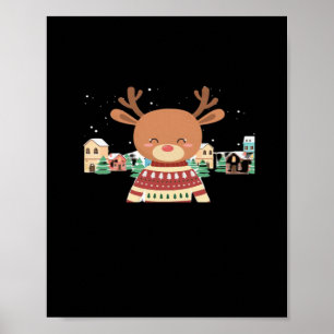 Cute Christmas Deer Minimal Design  Poster
