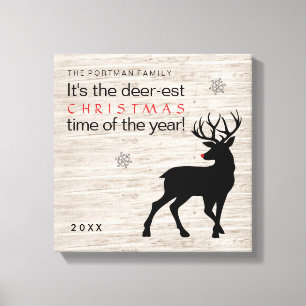 Cute Christmas Deer Personalised Holiday Canvas Print