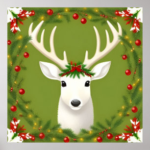 Cute christmas deer  poster