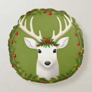 Cute christmas deer round cushion