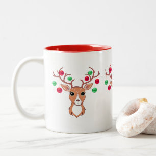 Cute Christmas Deer Two-tone Mug