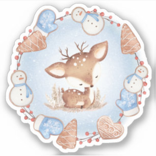 Cute Christmas Deer Vinyl Sticker