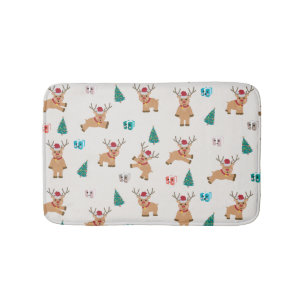 Cute Christmas Deer Xmas Gifts & Tree Pattern Bath Mat