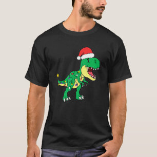 Cute Christmas Dinosaur Christmas Lights Santa Kid T-Shirt
