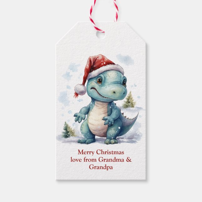 Cute Christmas Dinosaur Gift Tags (Front)