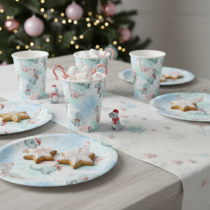 Cute Christmas Dinosaur Kids Holiday Dino Party Paper Plate