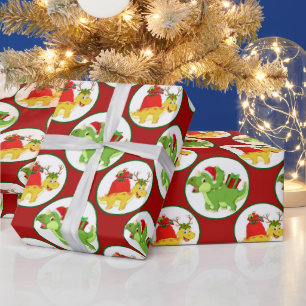 Cute Christmas dinosaur pattern party wrap Wrapping Paper