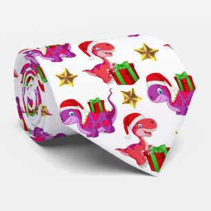 Cute Christmas dinosaur pattern tie