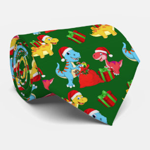 Cute Christmas dinosaur pattern tie