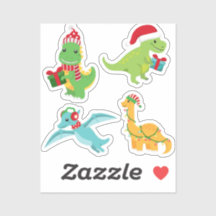 Cute Christmas Dinosaur sticker set