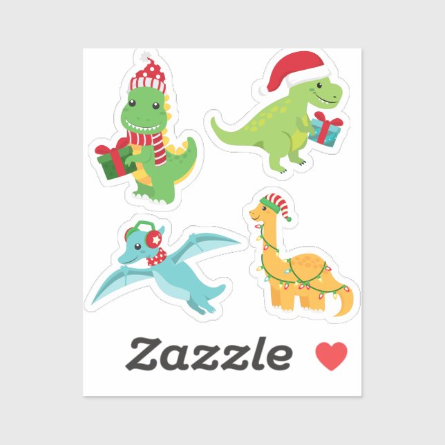 Cute Christmas Dinosaur sticker set (Sheet)