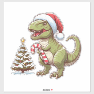 Cute Christmas Dinosaur with Candy Cane