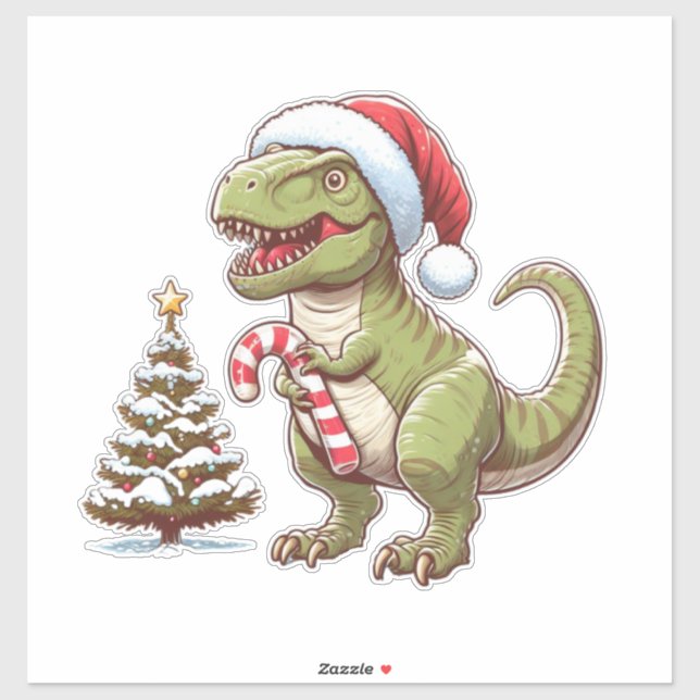 Cute Christmas Dinosaur with Candy Cane (Sheet)