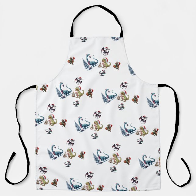Cute Christmas Dinosaurs  Apron (Front)