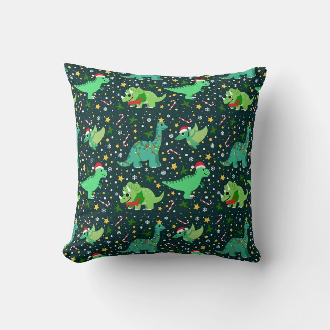 Cute Christmas Dinosaurs Cushion (Front)