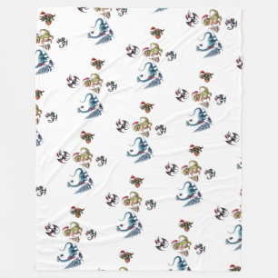 Cute Christmas Dinosaurs  Fleece Blanket