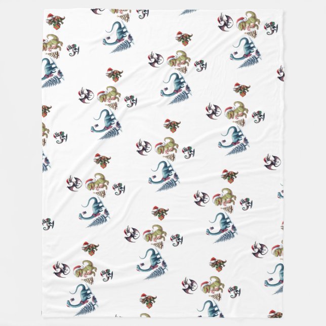 Cute Christmas Dinosaurs  Fleece Blanket (Front)