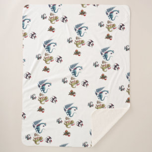 Cute Christmas Dinosaurs  Sherpa Blanket