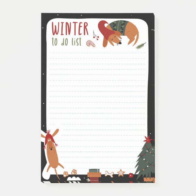 Cute Christmas Dog & Christmas To Do List Post-it Notes (Front)