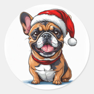 Cute christmas dog classic round sticker