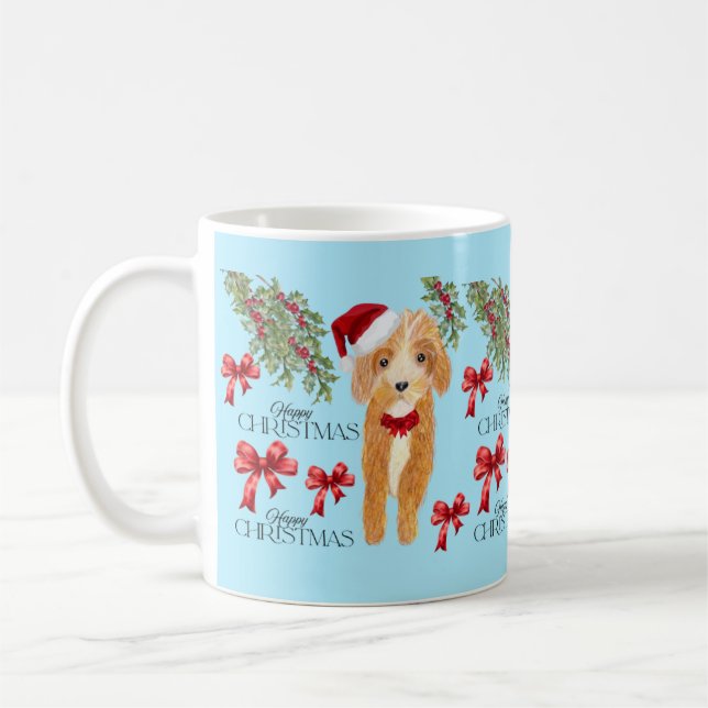 Cute Christmas Dog  Coffee Mug (Left)