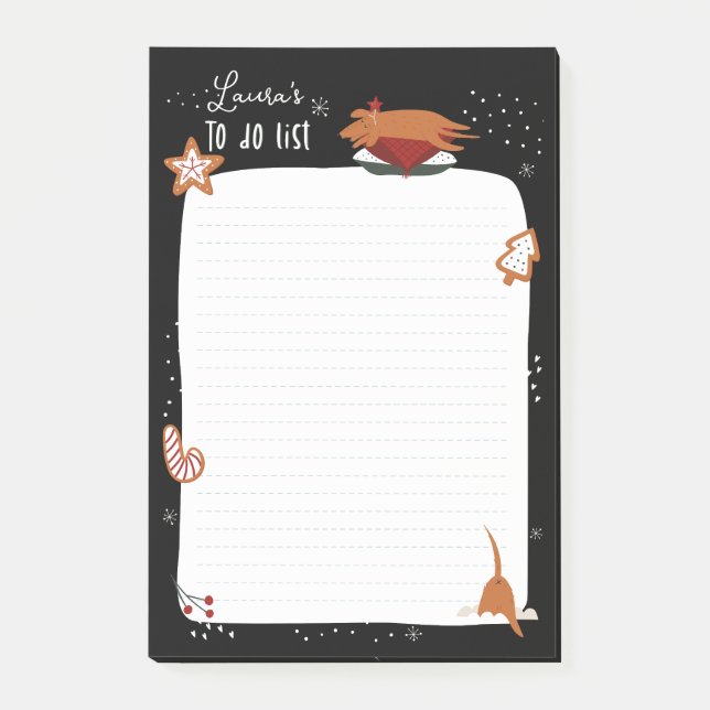 Cute Christmas Dog Customisable To Do List Post-it Notes (Front)