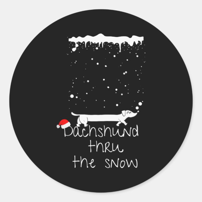 Cute Christmas Dog, Dachshund Thru The Snow  Classic Round Sticker (Front)