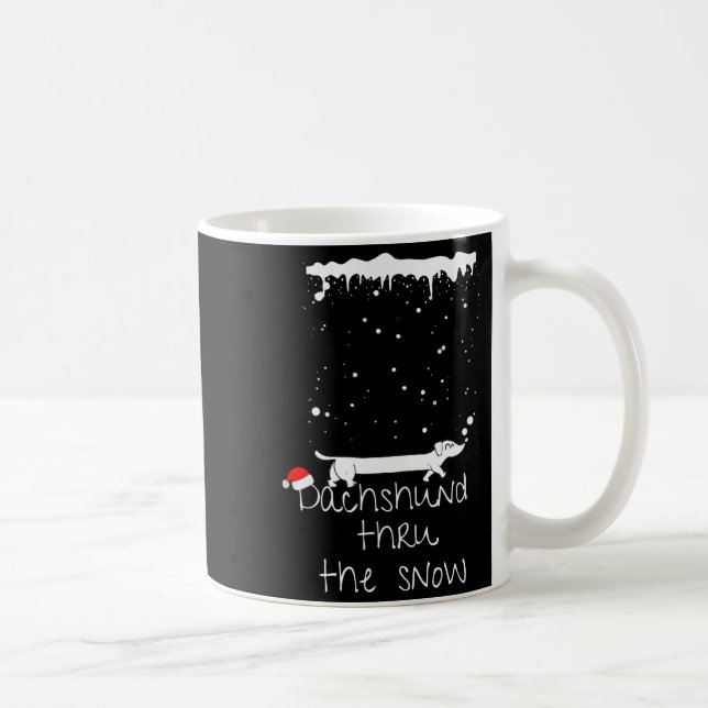 Cute Christmas Dog, Dachshund Thru The Snow  Coffee Mug (Right)