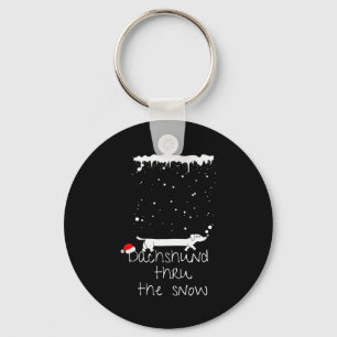Cute Christmas Dog, Dachshund Thru The Snow  Key Ring