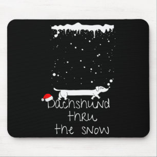 Cute Christmas Dog, Dachshund Thru The Snow Mouse Mat