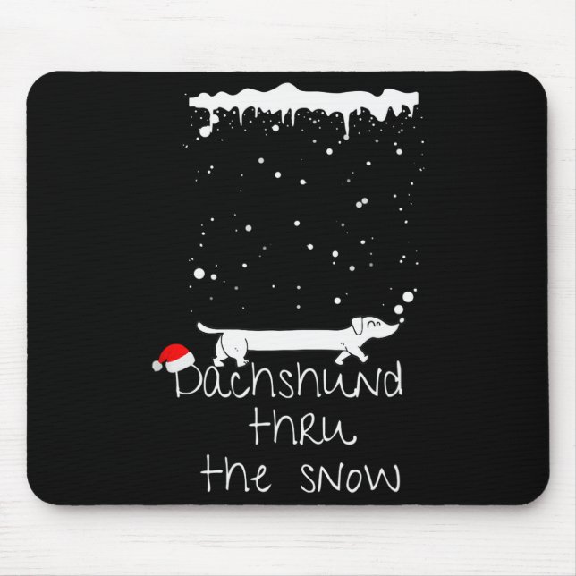 Cute Christmas Dog, Dachshund Thru The Snow  Mouse Mat (Front)