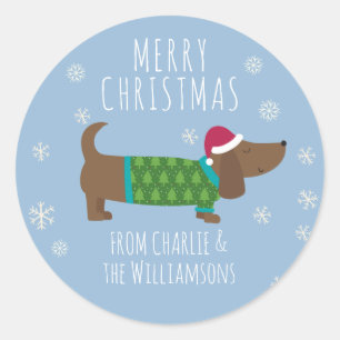 Cute Christmas Dog Gift Classic Round Sticker