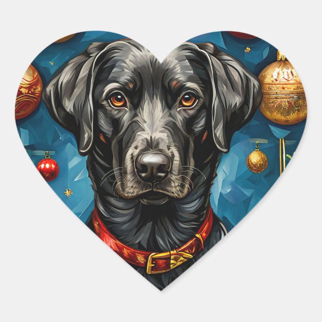 Cute christmas dog heart sticker (Front)