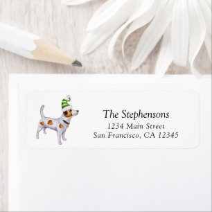 Cute Christmas Dog in Hat Return Address
