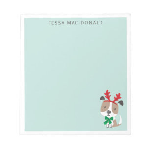 Cute christmas dog on mint notepad