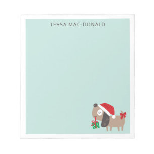 Cute christmas dog on mint notepad