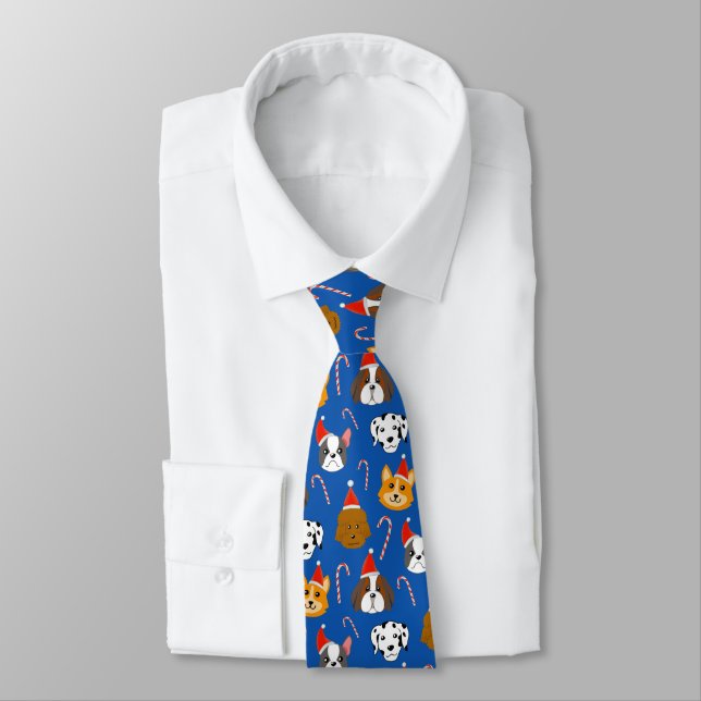 Cute Christmas Dog Patterned Tie (Tied)