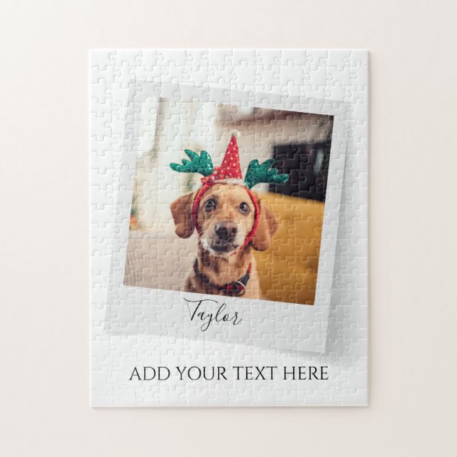 Cute Christmas Dog Photo Personalised Jigsaw Puzzle (Vertical)