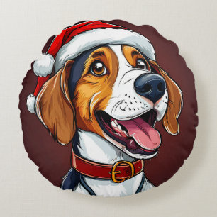 Cute christmas dog round cushion